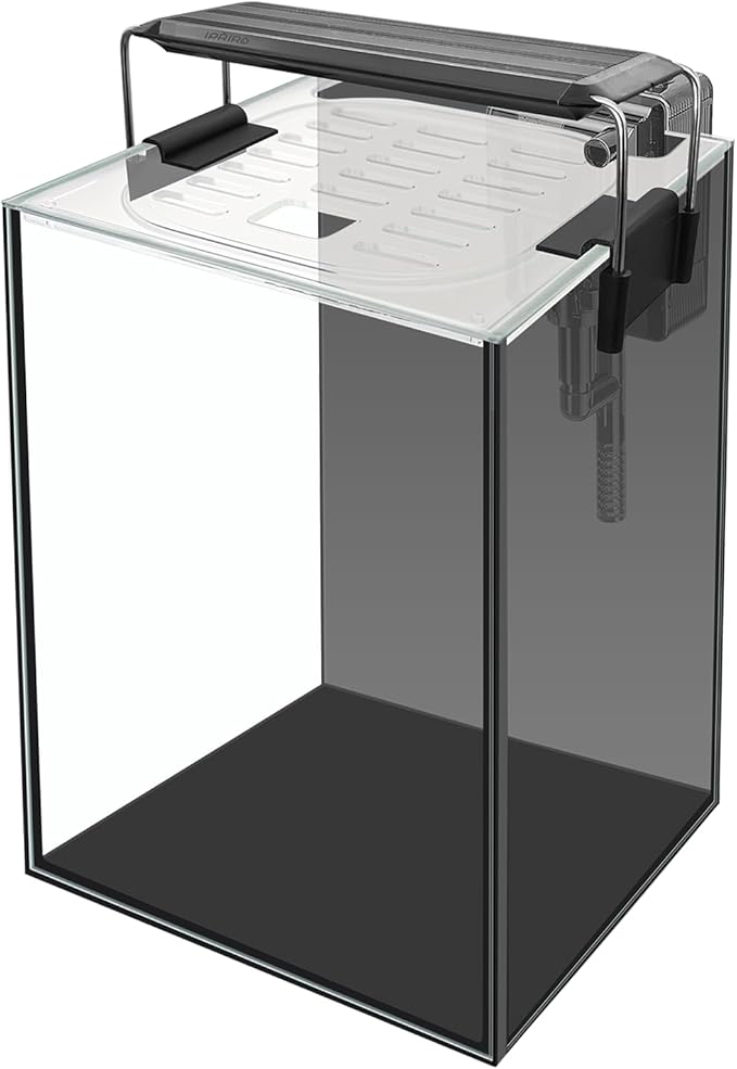 Glass Aquarium Starter Kits 1.5 Gallon Small Fish Tank, Betta Fish Tank for Home Office Deco, with LED Light, Power Filter, 4mm Glass, Black