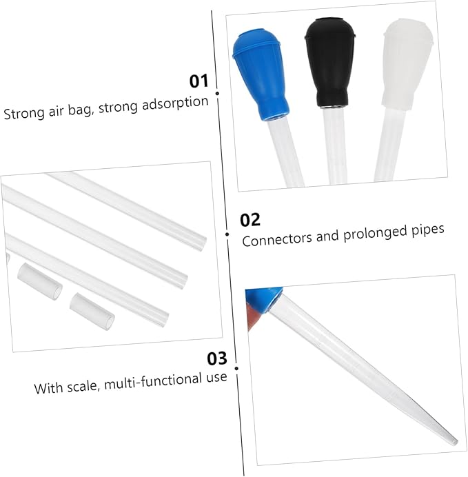 POPETPOP 3pcs Fish Tank Cleaner Dropper Prolonged Pipe Aquarium Waste Water Changer Manual Siphon Vacuum Gravel Sand Cleaning