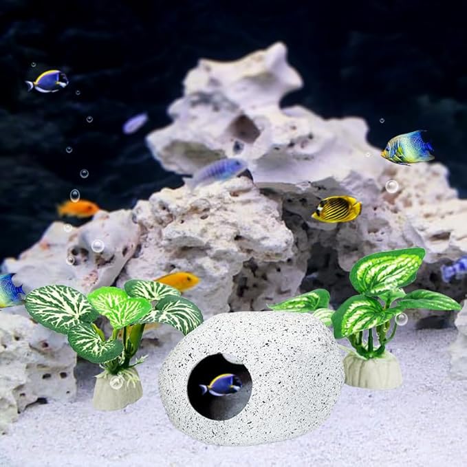 Fish Aquarium Decorations Cave Hide with Viewing Window for Betta Fish Tank Decor