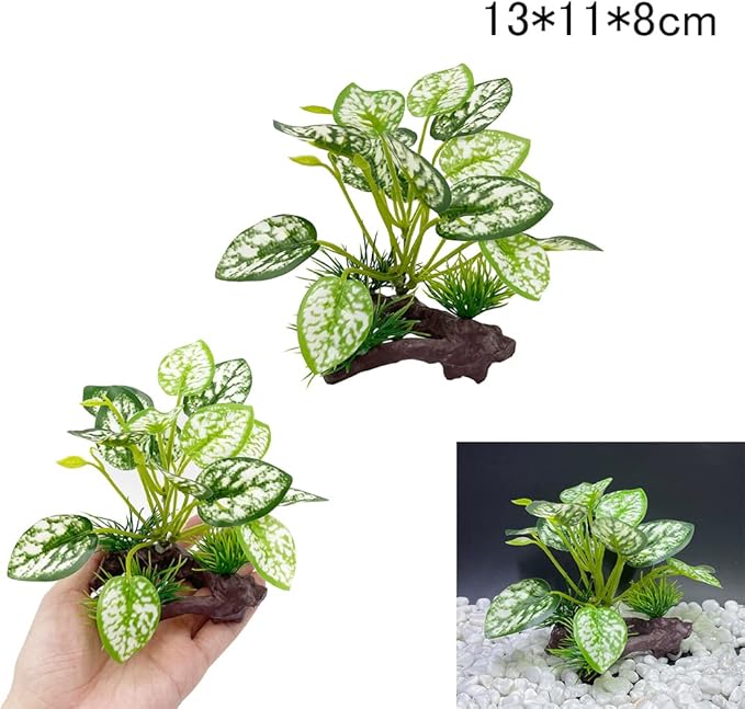 Fish Tank Decoration Aquarium Decoration 3 Pieces Ornament Betta Silk Leaf Cushion Hammock Artificial Driftwood Cave Goldfish Bowl Accessories (Mixed Leaf Set-G)