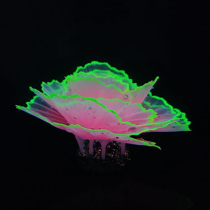 Besimple Aquarium Coral Ornament Glowing Effect Coral Decor Resin Fish Tank Plants Decoration for Aquarium Tank Landscape(Pink)