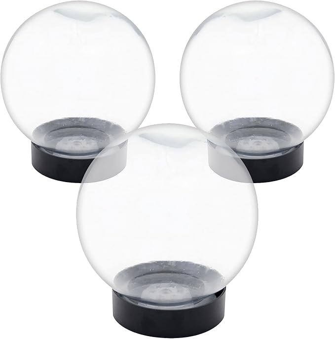 Achla Designs Flower Aquariums Set of 3 Glass Orb Bud Vases with Floral Frog Base, 6.5 Inch Decorative Flower Display Spheres with Plastic Stand, Water Filled Magnifying Flower Vessel Centerpieces
