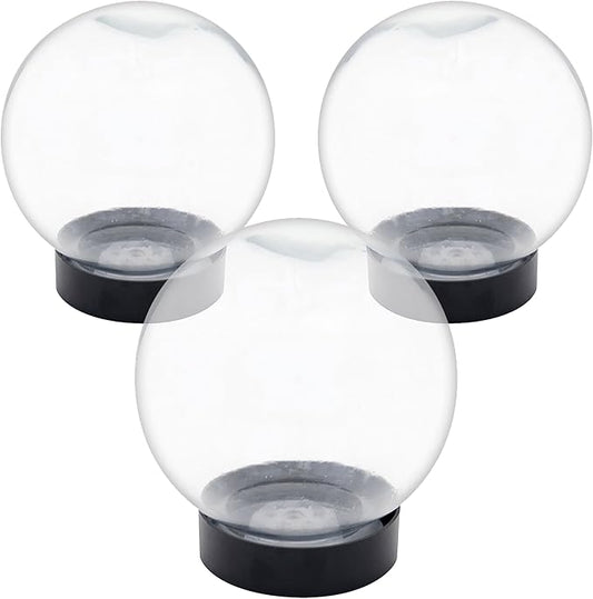 Achla Designs Flower Aquariums Set of 3 Glass Orb Bud Vases with Floral Frog Base, 6.5 Inch Decorative Flower Display Spheres with Plastic Stand, Water Filled Magnifying Flower Vessel Centerpieces