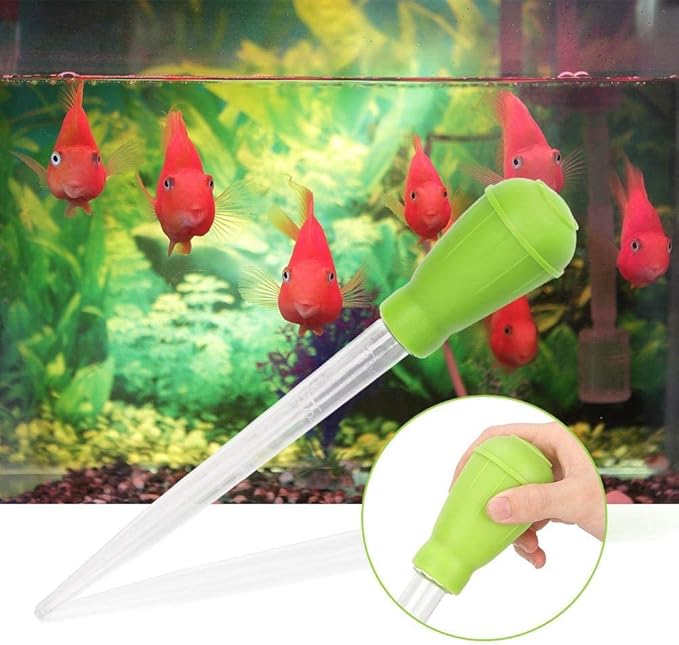 Fish Pipette Dropper Mini Manual Water Changer Aquarium Gravel Cleaner Waste Remover Changer Aquarium Dropper Pipette Feeder Water Transfer(Green)