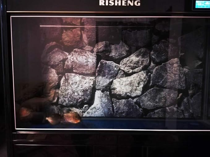 Black Stone Aquarium Background Poster PVC Fish Tank Decorations Landscape (30" x 18"/ 76 x 46cm)