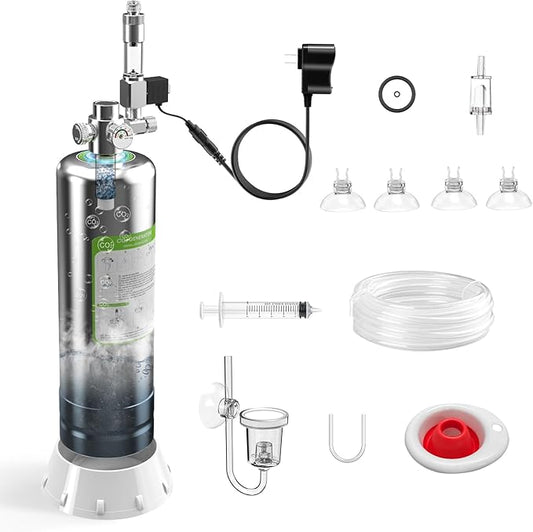 FZONE 2.5L Upgraded Aquarium CO₂ System with Complete Accessories, CO₂ Generator kit with Integrated Solenoid & Bubble Counter, Safety Valve, Main Switch for Planted Tanks