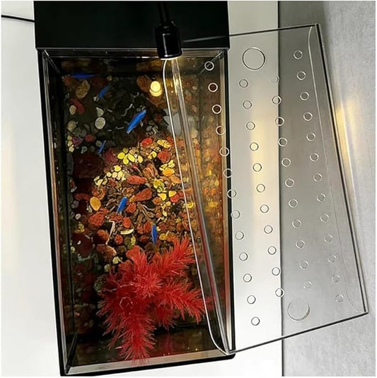 C Acrylic Fish Tank Cover with Feng Port - Anti-Jump Hood for Cats (20"x6.5") - Safe, Stylish Aquarium Canopy Solution for Fish & Pet Owners