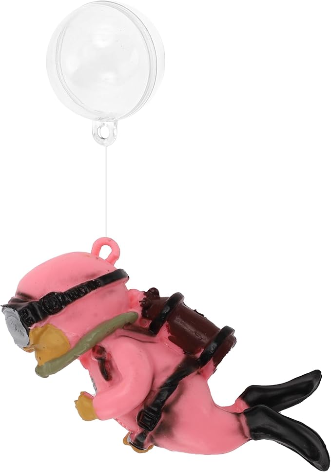 Diver Aquarium Decorations, Floating Diver Fish Tank Decorations, Floating Cartoon Diver Decor, Fun Floating Fish Decoration, PVC Diver Decoration, Pink, 1 Set