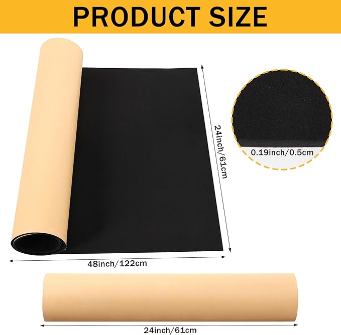 48 x 24 Inch Aquarium Fish Self Leveling Mat 5mm Neoprene Non-Slip Shockproof Fish Tank Pad for Under Tank with Adhesive Shockproof Waterproof with Easy to Cut Edges