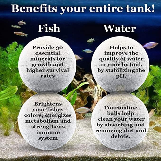 SunGrow Calcium-Rich Energy Balls, Fish Tank Cleaning Aid, Calcium Ball for Betta, AquariummDecor, Fish Activity Booster, Energy Source for Fish, Breeding Support, Betta Tank Accessories, 30 pcs
