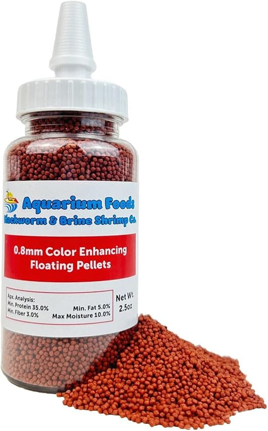 0.8mm Micro Intense Color Enhancing Floating Pellets for Guppies, Tetras, Bettas, Nano Fish, All Baby Fish…2.5oz Squeeze Bottle