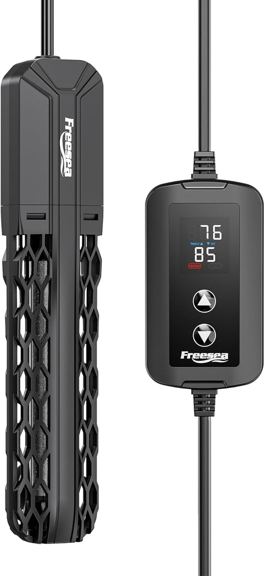 FREESEA Aquarium Heater for Fish Tank: 100W/200W/300W/500W Submersible Fish Tank Heater with Over-Temperature and Off-Water Protection for 20-40 Gallon Saltwater and Freshwater
