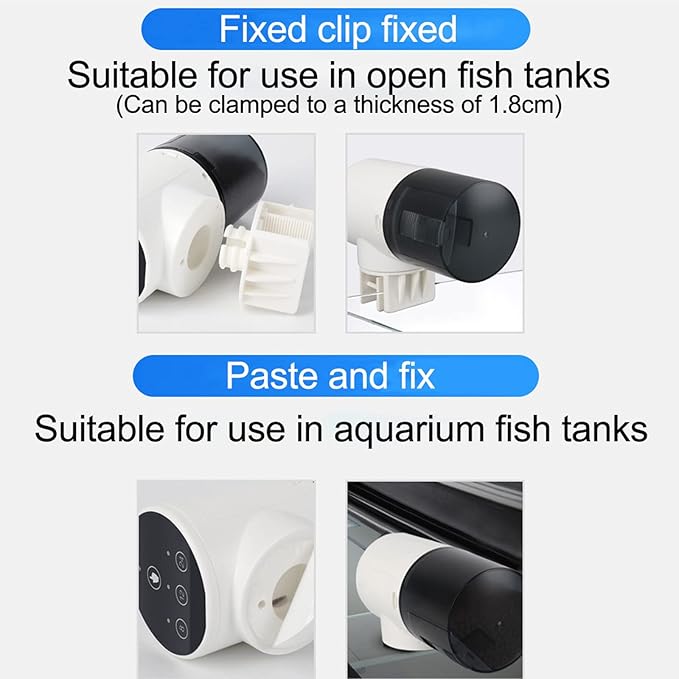 Automatic Fish Feeder for Aquariums Fish Tank, Auto Fish Food Dispenser USB Rechargeable with Feeding Time Display, Moisture Proof Electric Fish Feeder for Weekend & Holiday