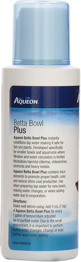 Aqueon 4 Pack of Betta Bowl Plus Water Conditioner & Dechlorinator, 4 Fluid Ounces Each4