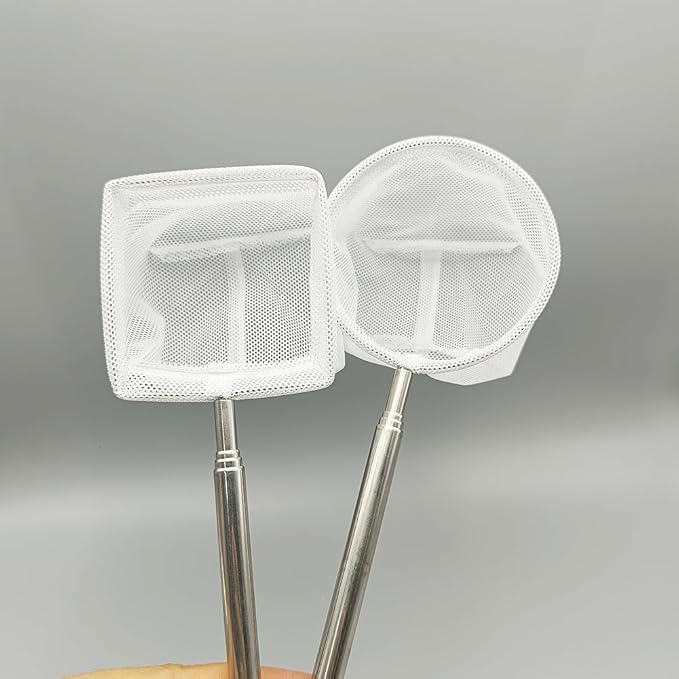2-Pack Mini Shrimp Net Betta Net (3D Mesh Bag | Square Rim & Round Rim | Extendable Handle) for Aquarium