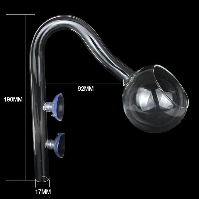 Poppy Pipe Glass Inflow Outflow Set Aquatic U Shape Inflow Pipe Set for Aquarium Planted Tank Filter 17mm for 16/22mm(5/8" ID) Tubing