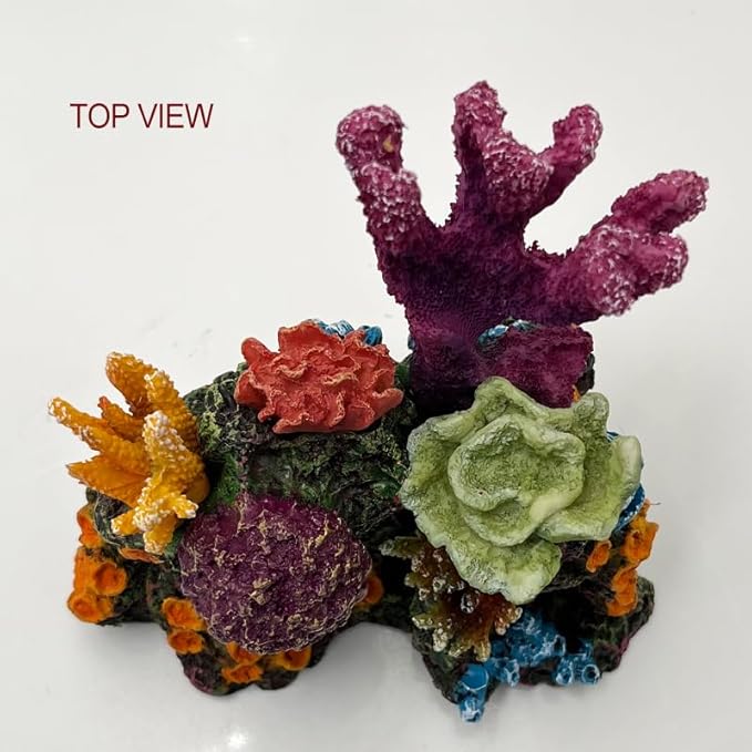 S-Lifeeling Charming Resin Coral Reef Ornament - Realistic Aquarium Decor Gift for Fish & Shrimp Hideaway, Suitable for Freshwater & Saltwater Tanks (6.1 x 4.1 x 6.1 inches)