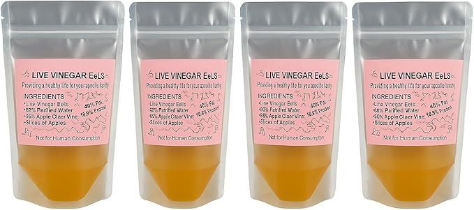 Live Vinegar Eels Culture (Turbatrix aceti) – First Food for Fish Fry – Betta & Guppy Fry Live Fish Food Starter Culture (5 oz)