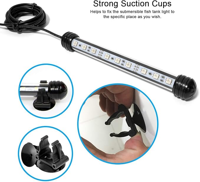 MQ 8 in Submersible LED Aquarium Light, 1.2W Color Changing Fish Tank Light with Remote Control, IP68 Crystal Glass 9 LEDs Lights Bar, for Fish Tank 10-15 inch