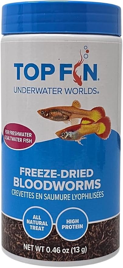 Top Fin Freeze Dried Bloodworms Natural Treat for Freshwater and Saltwater Fish, 0.46 Ounces