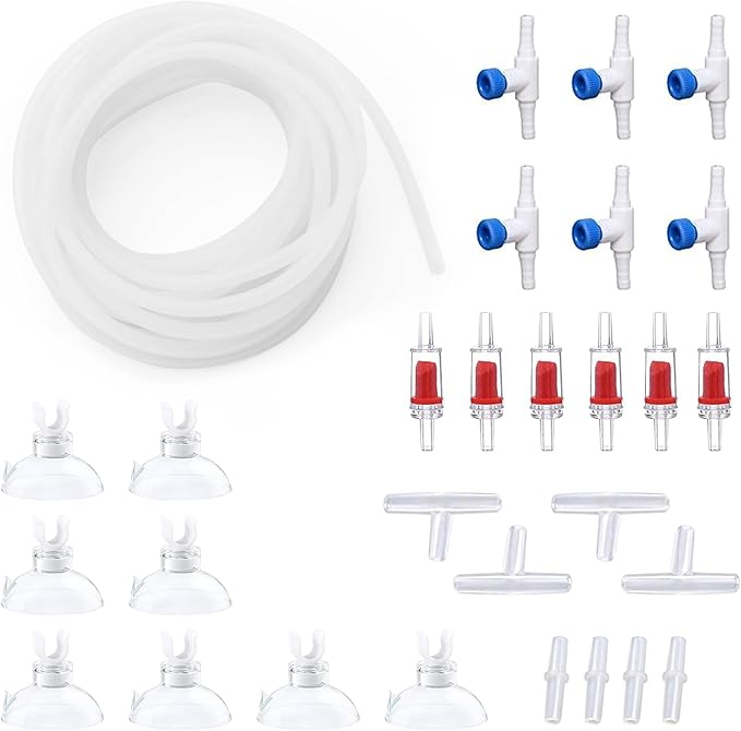 Premium 25FT 3/16inch Air Hose for Aquarium with Connector,Check Valve, Control Valve Accessories (Translucent, 25 ft.)