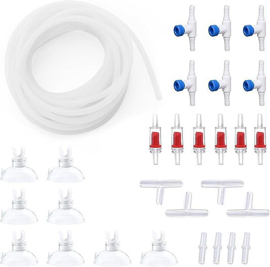 Premium 25FT 3/16inch Air Hose for Aquarium with Connector,Check Valve, Control Valve Accessories (Translucent, 25 ft.)