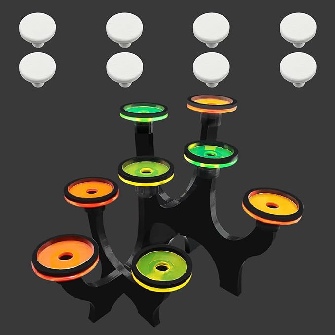 Fluorescent Acrylic Coral frag Bracket，frag Plugs Holder for Coral，Live Coral Reef frag Rack，This Set Contains a Tree-Shaped Eight-seat Holder and 8 White Premium Ceramic Bases, YGSHJ-SX8Z-1P