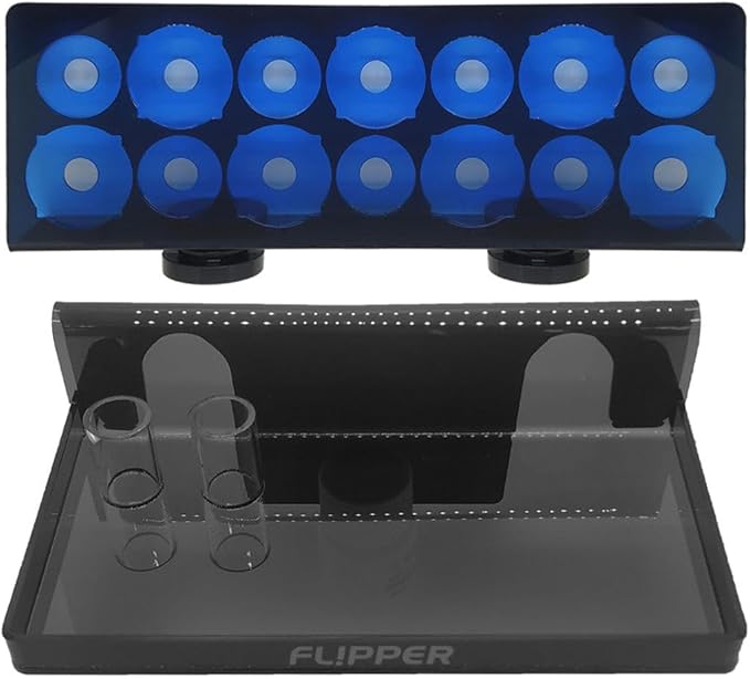 Flipper Magnetic Frag Station Aquarium Rack with Removeable Shelf for Aquatic Coral Reefs - Holds 14 Frags - Blue