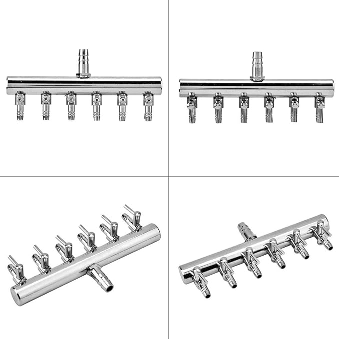 Aquarium one-Way air Flow Valve, Control Valve, for Aquarium Applications(8 to 4mm 6-Hole Diverter Head)