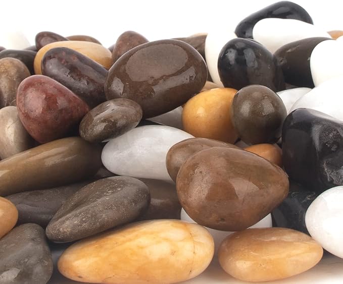CFKJ [18 Pounds] Aquarium Gravel River Rock, Natural Polished Decorative Gravel,Garden Outdoor Ornamental River Pebbles Rocks, Polished Pebbles, Mixed Color Stones for Landscaping Vase Fillers (18.1)