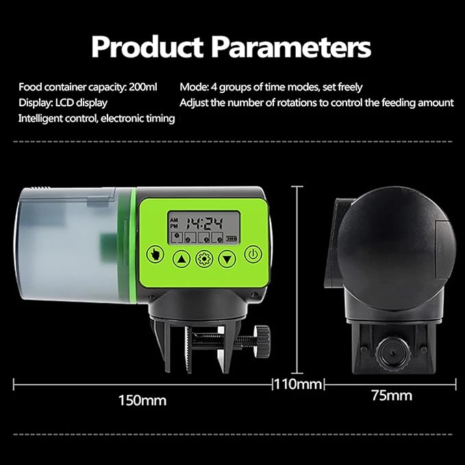 Automatic Fish Feeder for Aquarium,Auto Food Dispenser,Easy Programmable Fish Feeder for Aquarium, Small Fish Turtle Tank, Auto Feeding on Vacation Or Holidays Or Weekend