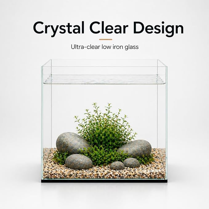 Aquatop High Clarity Low Iron Glass Cube Aquarium - Up to 11.3 Gallons - High-Grade German Silicone - Ideal for Salt and Freshwater Aquariums