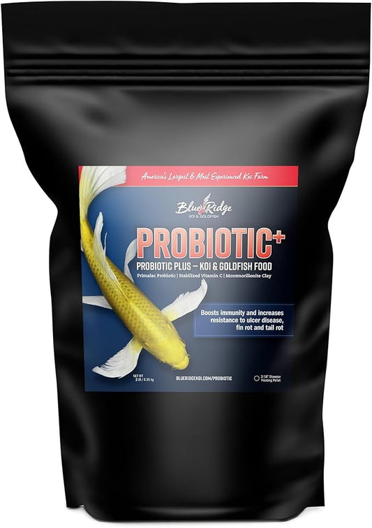 Blue Ridge Fish Food 2lb, Probiotic Plus 3/16" Floating Pellet, Koi Goldfish Food