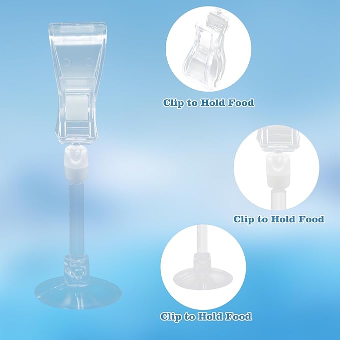 4-Pack Aquarium Feeding Clips – Transparent Veggie & Food Holders with Suction Cups | Tank Mounted Feeder for Fish, Shrimp & Aquatic Pets