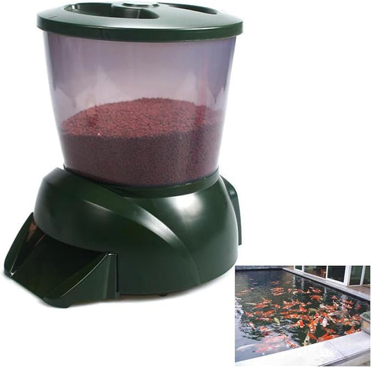 Automatic fish feeder for pond, Pond feeder, Automatic koi fish feeder for pond outdoor, Fish feeder automatic dispenser For a vacation away and prevent sunstroke(4.5L-battery powered)