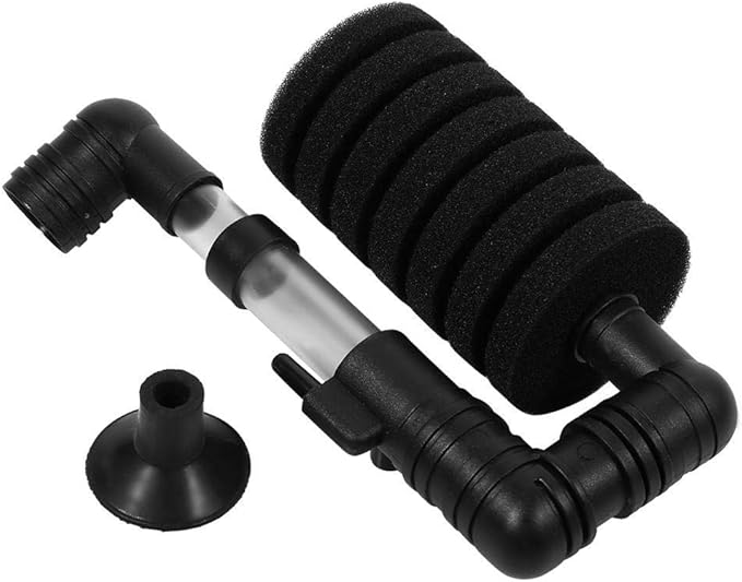 Tbest Sponge Filter,Aquarium Biochemical Sponge Filter,Aquarium Fish Biochemical Sponge Air Pump Filter Filtration with Suction Cup Single/Double Black(Single Head Filter)