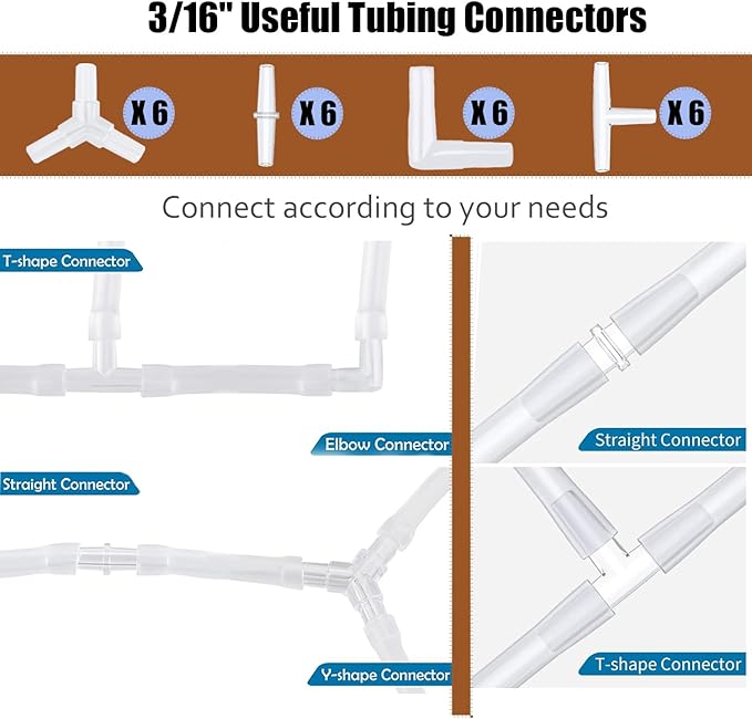Aquarium Air Pump Accessories - Contains Airline Tubing, Control Valve, Air Stones, Connectors, Check Valves, Suction Cups