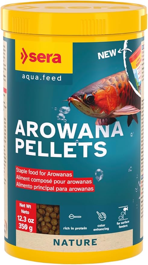 Sera Arowana Pellets 12.3 oz 350g | Arowana Fish Food for Carnivorous Fish | Floating Pellets with High Aquatic Protein | Tropical Food | Aquarium Food for Carnivore Fish