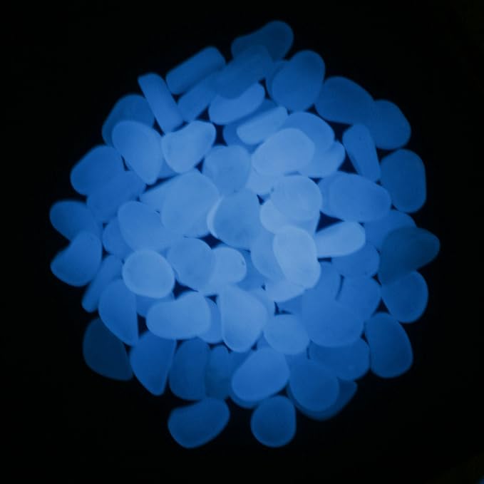 Glow in Dark Gravel Photoluminescent Pebble Fluorescent Cobblestone Noctilucent Resin Stone for Fish Tank/Aquarium/Garden Decoration 250 g GEiNNOVA (Light-Blue)