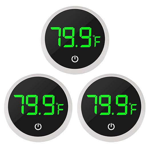 3Pcs Digital Aquarium Thermometer Fish Tank Digital LED Display Thermometer Fahrenheit Aquarium Temperature Sensor with LED Touch Screen for Aquarium Glass Containers Plant Reptile Turtle Tank