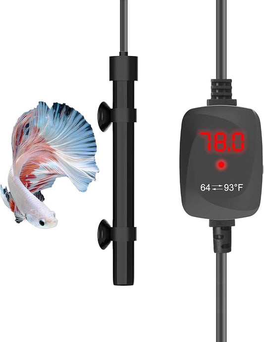 50W Small Aquarium Heater Betta Heater for 5-10 Gallon Freshwater & Saltwater Tanks, Alumina Ceramic Fish Tank Heater Turtle Heater with Dry-Run & Overheat Protection