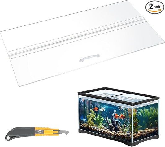 Sieral Aquarium Polycarbonate Canopy Set 23.07 x 11.69 x 0.12 Inch for 15/20H/55 Gallon Without Center Brace Aquariums Cover Fish Tank Lid with a Hook Knife, Clear