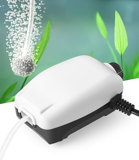 HITOP Upgraded 2W Adjustable Single Outlet Aquarium Air Pump, 2.8L/M Mini Quiet Fish Tank Aerator with Accessories, Oxygen Pump for Small Tank up to 40Gallon