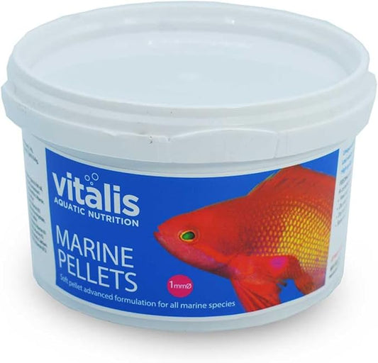 Vitalis Marine Pellets 1mm 140g (4.94oz) - Premium Fish Food for Marine Saltwater Aquariums