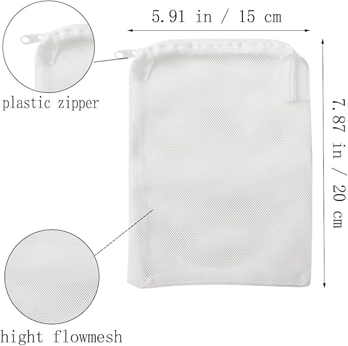 10 Pcs Tanks Filter Media Bags, Aquarium Bag, Fish Tank Mesh with Zipper Reusable Bags.for Activated Carbon, Ceramic Rings, etc