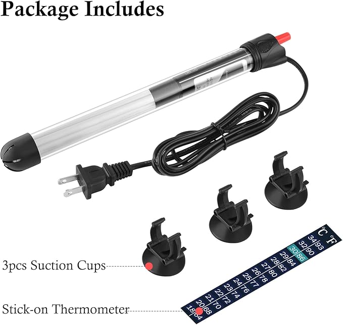FEDOUR Aquarium Heater 50W 100W 300W, Submersible Glass Fish Tank Heater for Fresh and Salt Water (300W)