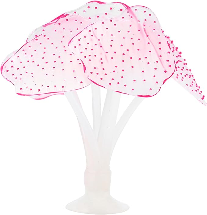 Silicone Glowing Simulation Coral, Fluorescence Aquatic Artificial Coral for Aquarium (Pink)