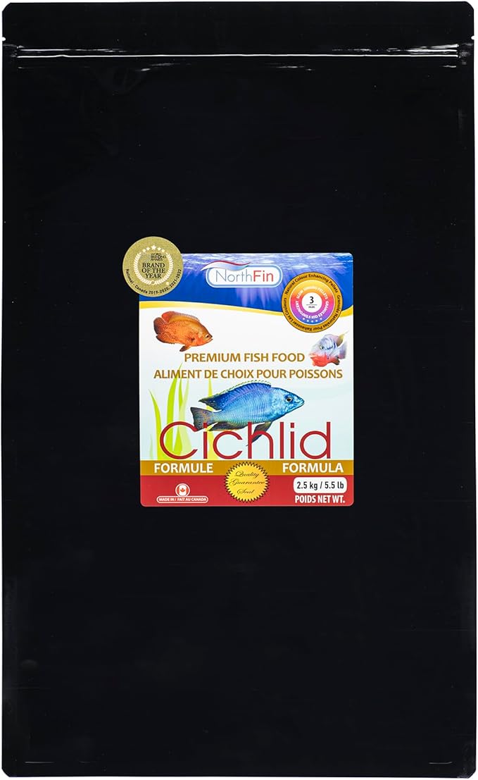 NorthFin Cichlid Formula Fish Food – Slow Sinking Pellets for Cichlids (3mm, 2.5kg) | Premium High-Protein, All-Natural Cichlid Diet to Enhance Color & Growth – No Fillers, No Hormones, Made in Canada