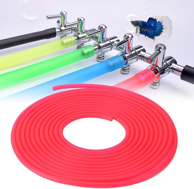 AYNEFY Pump Tube Silicone Fish Oxygen Hose Soft Water Hose Silicone Tube to Use Silicone Tubing for Aquarium Accessories Aquarium Air Hose, 196.9inch Aquarium (Red)