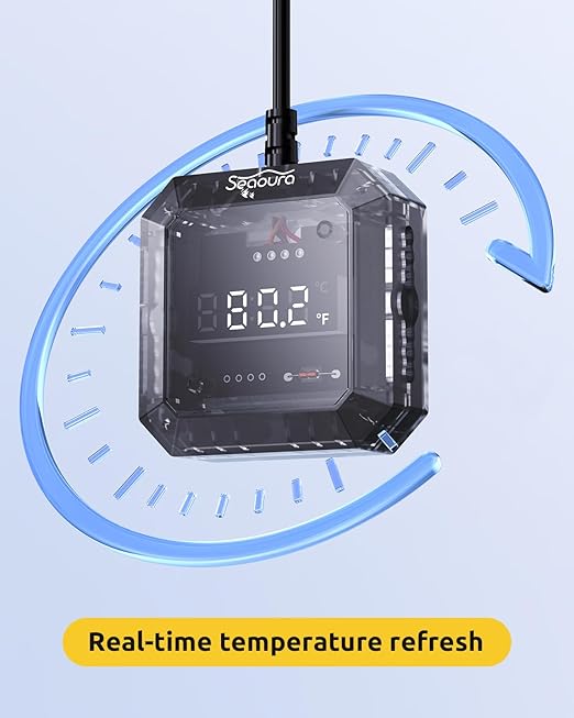 Aquarium Thermometer Submersible, Digital Fish Tank Thermometers with USB for GlassTank, Aquariums Temperature Gauge ±1℉ Accurate, Suitable for Fish, Turtle, Saltwater or Freshwater, 6.56ft Power Cord